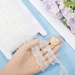 10ヤードのポリエステルプリーツレーストリム  衣服アクセサリー用のフリルレースリボン  ホワイト  3/4インチ（20mm）&nbsp;OCOR-GF0003-52C