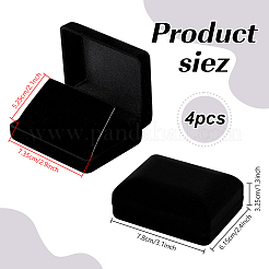 ベルベットのブローチ付きプラスチックカバーの梱包箱  長方形  ブラック  6.15x7.8x3.25cm&nbsp;VBOX-WH0012-05B