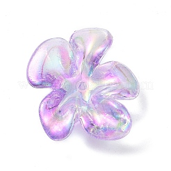UV Plating Rainbow Iridescent Acrylic Imitation Shell Bead Caps&nbsp;MACR-D073-01