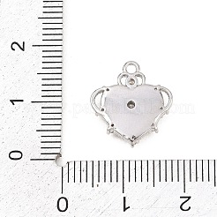 真鍮マイクロパヴェクリアキュービックジルコニアペンダント  プラチナ  ハートチャーム  15x13.5x3mm  穴：1.4mm&nbsp;KK-D225-03P-02