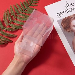 折り畳み式の透明なペットボックス  結婚披露宴のベビーシャワーの荷箱のため  ポリエステルオーガンジーリボン付き  透明  完成品：5~8x5~8x5~8cm&nbsp;CON-SZ0001-09