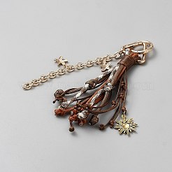 PUレザーチャームデコレーション  合金の留め金付き  サドルブラウン  185mm&nbsp;HJEW-SZC0007-02