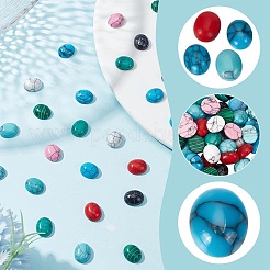 80Pcs 10 Styles Natural Howlite & Synthetic Turquoise & Synthetic Malachite Cabochons&nbsp;G-AR0006-05