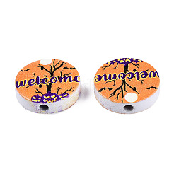 Halloween Printed Natural Wood Beads&nbsp;WOOD-T021-70