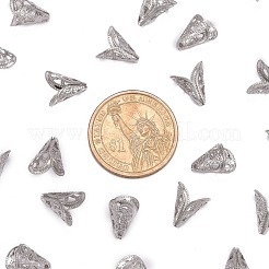 変色しない無花弁316サージカルステンレススチール製コーンビーズキャップ  ステンレス鋼色  12x10mm  穴：1.5mm&nbsp;X-STAS-M257-02