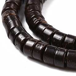 ココナッツビーズ連売り  ヒシビーズ  フラットラウンド  ココナッツブラウン  5x3mm  穴：1mm  約111個/連  12.99''（33センチメートル）&nbsp;X-COCB-D0002-11