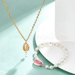 40個 8色プリント天然タカラガイビーズ  穴なし/ドリルなし  レインボー模様付き  ミックスカラー  18~22x13~14x6~8mm  5個/カラー&nbsp;SHEL-NB0001-08