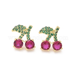 Brass Micro Pave Cubic Zirconia Stud Earrings&nbsp;EJEW-Q015-05G