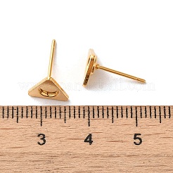 三角形 304 ステンレス スタッド イヤリング  201個のステンレススチール製金具付き  ゴールドカラー  トレイ：4mm  7.5x8.5mm  ピン：12x0.8mm&nbsp;STAS-H193-01G