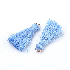 ポリエステルタッセルパーツ  非溶接鉄丸カン付き  ゴールドカラー  ミックスカラー  26~29mm  穴：4mm&nbsp;X-OCOR-Q034-M