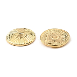 304ステンレススチールペンダントカボションセッティング  フラットラウンド  18KGP本金メッキ  トレイ：4mm  19.5x18.5x2mm  穴：1.5mm&nbsp;STAS-A089-10G
