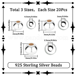 60Pcs 3 Styles 925 Sterling Silver Beads&nbsp;STER-SC0001-25