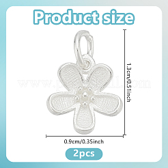 2Pcs 925 Sterling Silver Flower Charms with Jump Rings&nbsp;FIND-HY0004-21