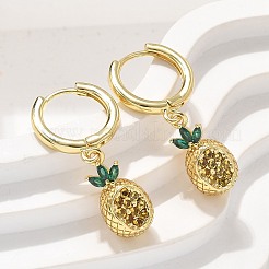 Brass Cubic Zirconia Hoop Earrings&nbsp;EJEW-Q015-02G-A