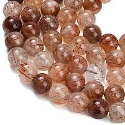 Natural Black Gold Rutilated Quartz Beads Strands&nbsp;G-L657-B02-12mm
