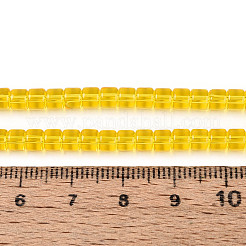 透明ガラスビーズ連売り  コラム  ゴールド  3.5x4~4.5mm  穴：0.7~0.9mm  約102~108個/連  14.17~14.96インチ（36~38cm）&nbsp;GLAA-N065-4x4mm-A02