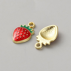 合金エナメルチャーム  ストロベリーチャーム  ゴールドカラー  レッド  17x10x3mm  穴：1.8mm&nbsp;FIND-WH0817-180G