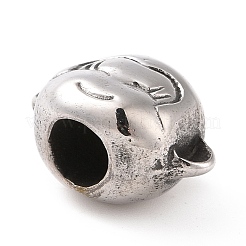 304ステンレススチールヨーロピアンビーズ  大穴ビーズ  猿の頭  アンティークシルバー  11x16.5x10mm  穴：5.5mm&nbsp;STAS-M301-21AS