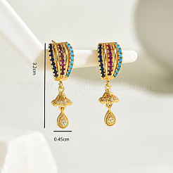 Brass Colorful Cubic Zirconia Teardrop Dangle Stud Earrings&nbsp;SA6678