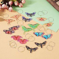 4 Pairs 4 Colors Butterfly Alloy & Acrylic Hoop Earrings&nbsp;EJEW-TA0001-88A