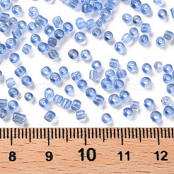 （詰め替えサービスあり）ガラスシードビーズ  トランスペアレント  ラウンド  ligoht blue  8/0  3mm  穴：1mm  約12 G /袋&nbsp;SEED-C013-3mm-6
