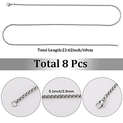 8Pcs 304 Stainless Steel Box Chain Necklaces&nbsp;NJEW-SC0001-35P