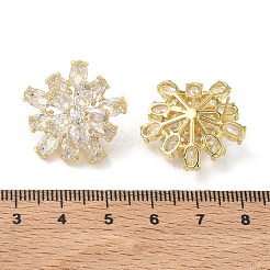 Double Layer Flower Brass & Clear Marquise Cut Cubic Zirconia Stud Earrings&nbsp;KK-CBA36A2-05G
