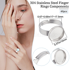 40Pcs Adjustable 304 Stainless Steel Finger Rings Components&nbsp;STAS-BBC0001-30