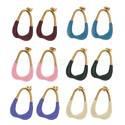 304 Stainless Steel Enamel Stud Earrings&nbsp;EJEW-S276-01G