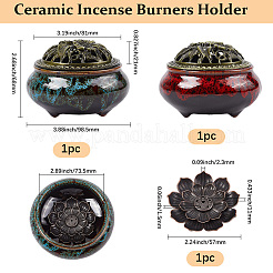 2Pcs 2 Colors Ceramic Incense Burners Holder&nbsp;DJEW-GF0001-78