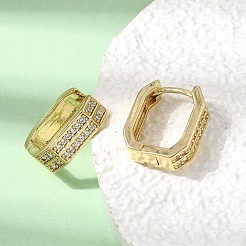 Brass Micro Pave Clear Cubic Zirconia Huggie Hoop Earrings&nbsp;EJEW-G473-09G