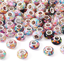 66Pcs 11 Colors Transparent Resin Rondelle European Beads&nbsp;RESI-TA0004-86