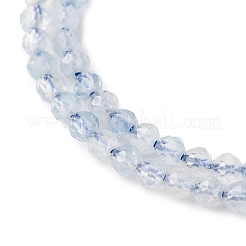 天然石アクアマリンビーズ連売り  多面カット  ラウンド  2mm  穴：0.5mm  約210~220個/連  15.7インチ（40cm）&nbsp;G-F509-02-2mm