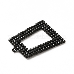 304ステンレスペンダントイオンプレーティング(IP)  台形チャーム  電気泳動黒  27x20x1.5mm  穴：1.8mm&nbsp;STAS-M312-03EB