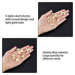 40個5スタイルアロイペンダント  スカル＆バタフライ＆スカル＆ハート＆ソード  ライトゴールド  25.5~47.5x15~28x4~7mm  穴：1.8~2mm  8個/スタイル&nbsp;FIND-DC0003-17