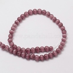キャッツアイビーズ連売り  ラウンド  オールドローズ  6mm  穴：1mm  約68個/連  15.5インチ&nbsp;CE-M011-6mm-26A