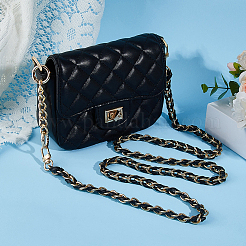 1Pc Black PU Leather Alloy Purse Chains&nbsp;FIND-HS0001-91G