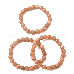 8mm天然サンストーンラウンドビーズストレッチブレスレット（女性用）  内径：1.89インチ（4.8cm）&nbsp;GG-CBA3F02-11A