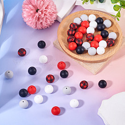 50Pcs 5 Colors Silicone Beads Loose Silicone Beads Kit Leopard Print Silicone Beads for Keychain Making Bracelet Necklace&nbsp;SIL-TA0003-35B