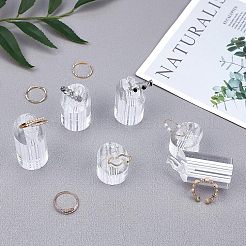 アクセサリーの指輪の所有者有機ガラス指輪ディスプレイスタンドセット  コラム  透明  25x30~50mm  3個/セット&nbsp;RDIS-FG0001-05