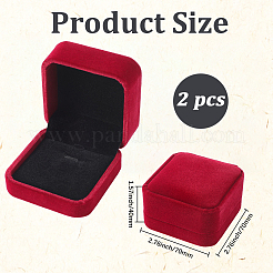 ペンダント用スクエアベルベットジュエリーボックス  内側は黒  ファイヤーブリック  7x7x4cm&nbsp;CON-WH20013-03A