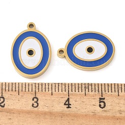 304ステンレススチールエナメルペンダント  楕円形のチャーム  14KGP本金メッキ  18x12.5x1.5mm  穴：1.4mm&nbsp;STAS-L022-102G