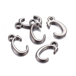 ガンメタメッキ合金文字ペンダント  ラックめっき  文字.c  15x8x2mm  穴：1.5mm&nbsp;PALLOY-P097-03-C