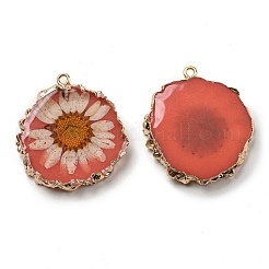 Inner Dried Flower Resin Pendants&nbsp;RESI-P028-02KCG-04