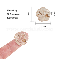 半透明の樹脂カボション  内側の金箔と  花  パパイヤホイップ  22x22.5x10mm&nbsp;RESI-CJ0004-05B