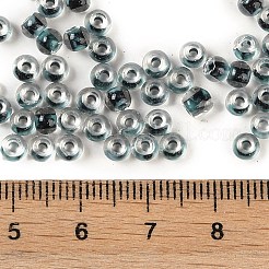 内側が透明な色のガラスシードビーズ  丸い穴  ラウンド  スチールブルー  4x3mm  穴：1.4mm  約142個/10g&nbsp;X1-SEED-A032-04R
