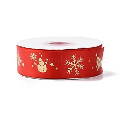 25 ヤードのクリスマステーマがプリントされたポリエステルリボン  DIYのジュエリーには  レッド  7/8~1インチ（23~25mm）&nbsp;OCOR-C004-04B