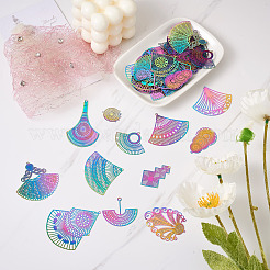 48Pcs 12 Style 201 Stainless Steel Filigree Pendants&nbsp;STAS-FW0001-14