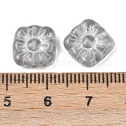 チェコ産プレスガラスビーズ  花模様の正方形  銀  10.5x11x4mm  穴：0.8mm  約324個/袋&nbsp;GLAA-I061-05B