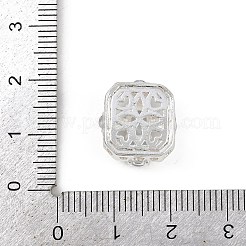 中空ラックメッキ真鍮透明キュービックジルコニアビーズ  長持ちメッキ  長方形  銀  15.5x13x7.5mm  穴：1.4mmと1.8mm&nbsp;KK-L236-05S